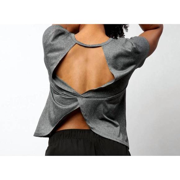 NEW DM MERCHANDISING women's crossover tee in grey - Picture 3 of 3